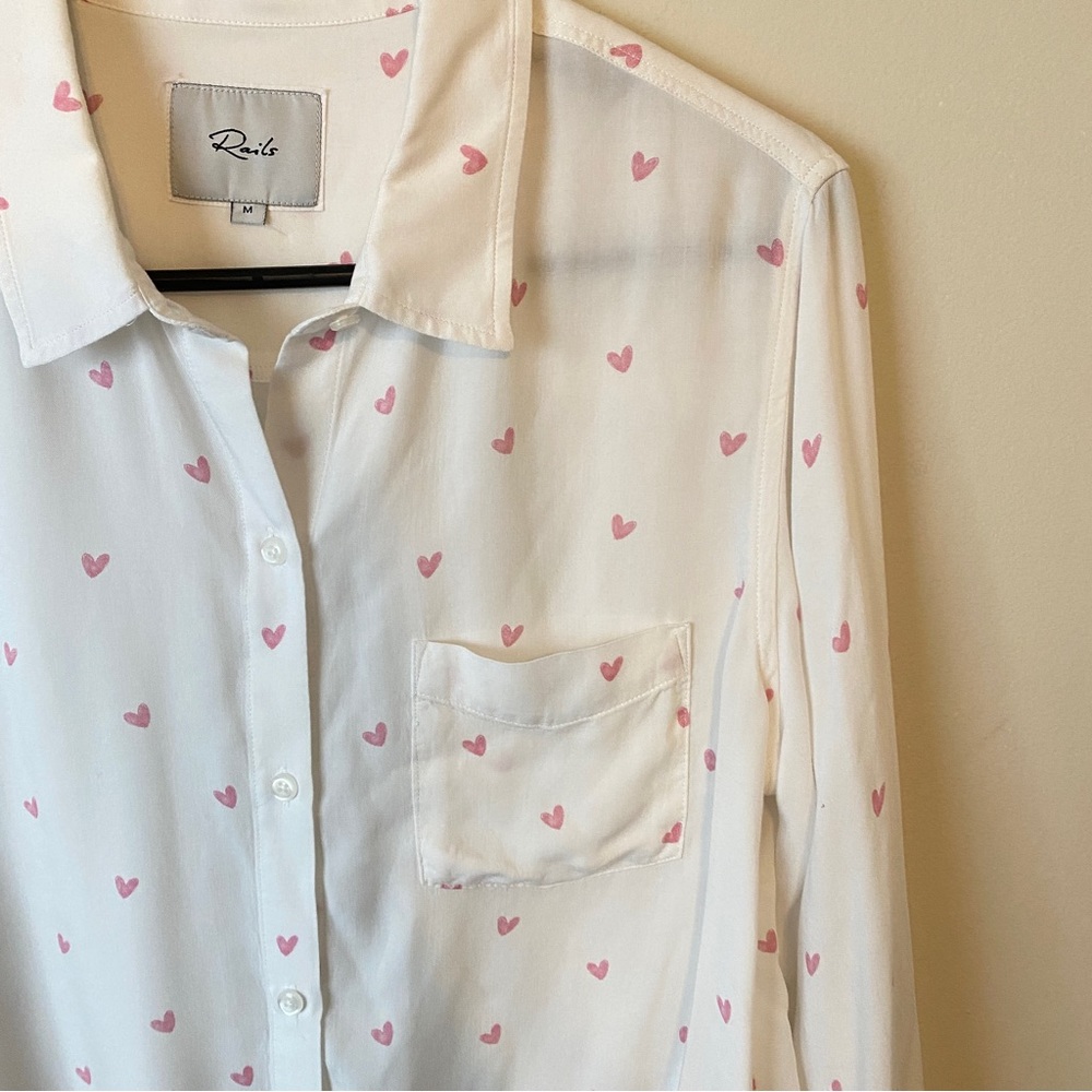 Rails Scribble Heart Button Down Shirt Tie Valent… - image 6